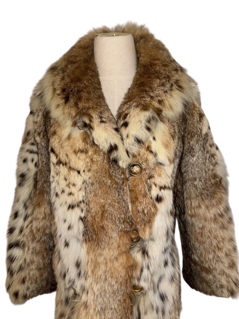 Mint bobcat lynx fur coat size 4-6 ~no duties