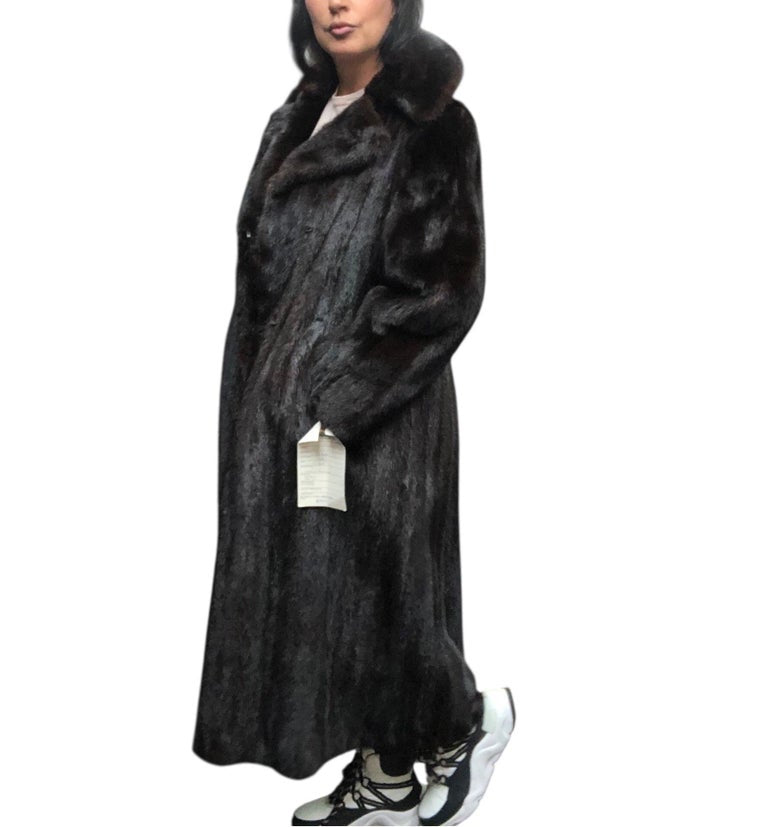 Vintage ranch notch collar mink fur coat 10/M ~no duties