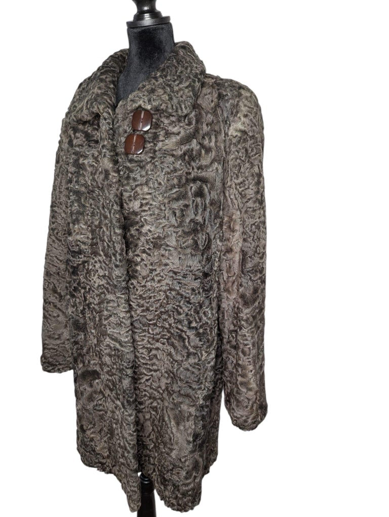 Birger Christensen silver Persian lamb fur coat size 12/M ~no duties