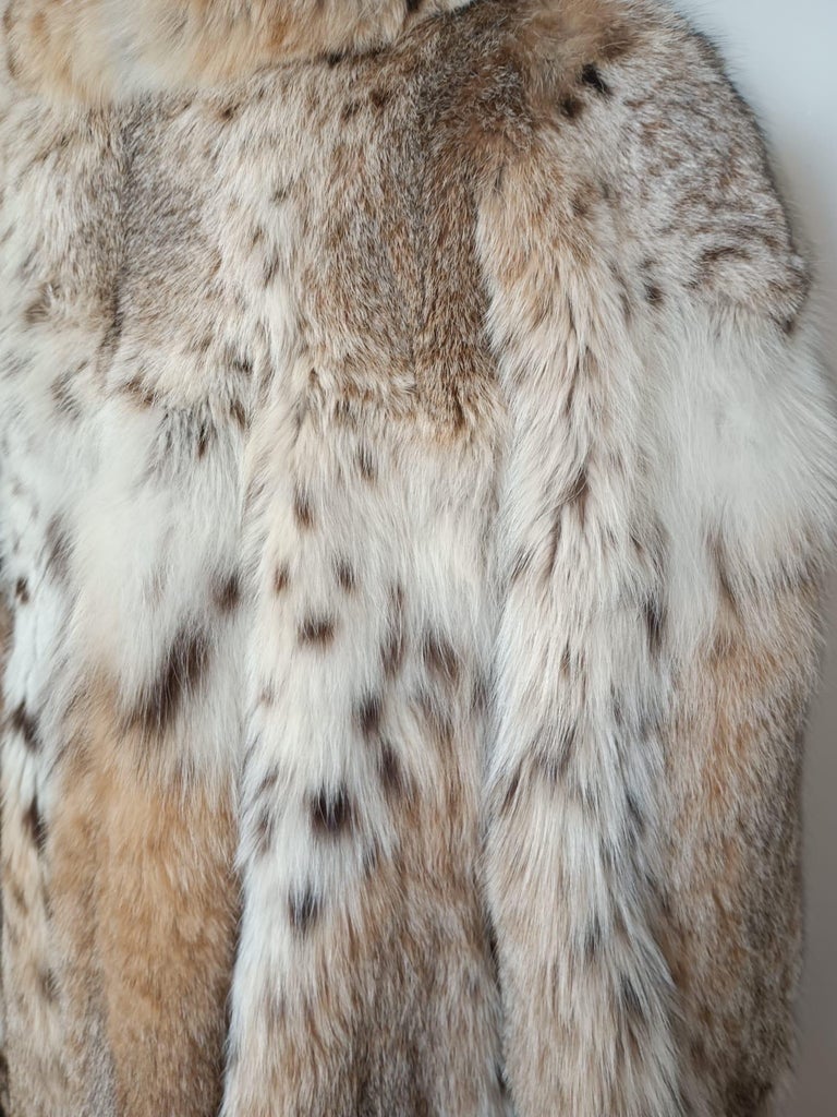 Mint white belly bobcat lynx fur coat 12- 18/XL ~no duties