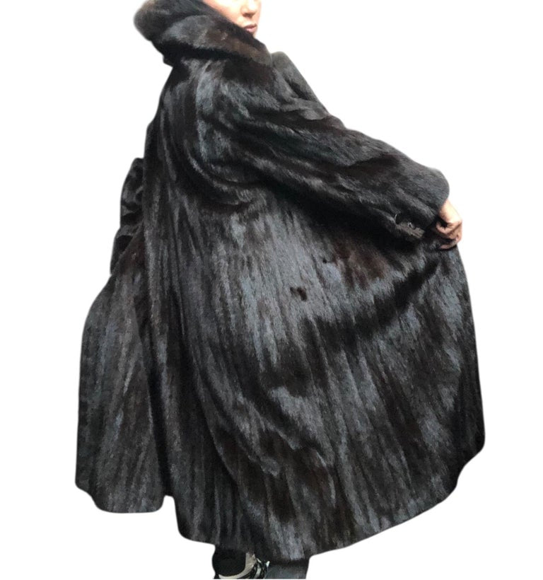 Vintage ranch notch collar mink fur coat 10/M ~no duties