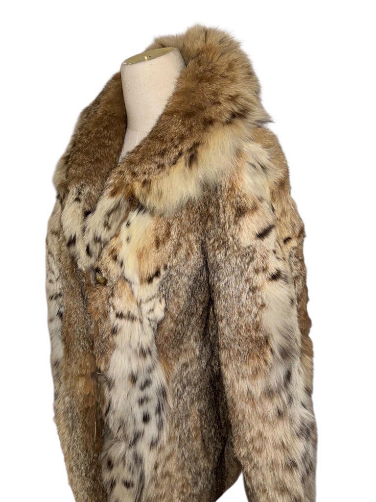 Mint bobcat lynx fur coat size 4-6 ~no duties