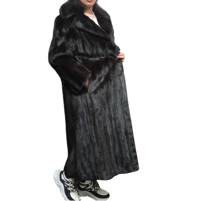 Vintage ranch notch collar mink fur coat 10/M ~no duties