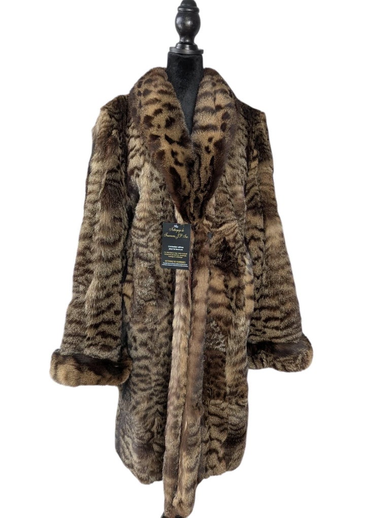 European wild cat fur coat size 18 ~no duties