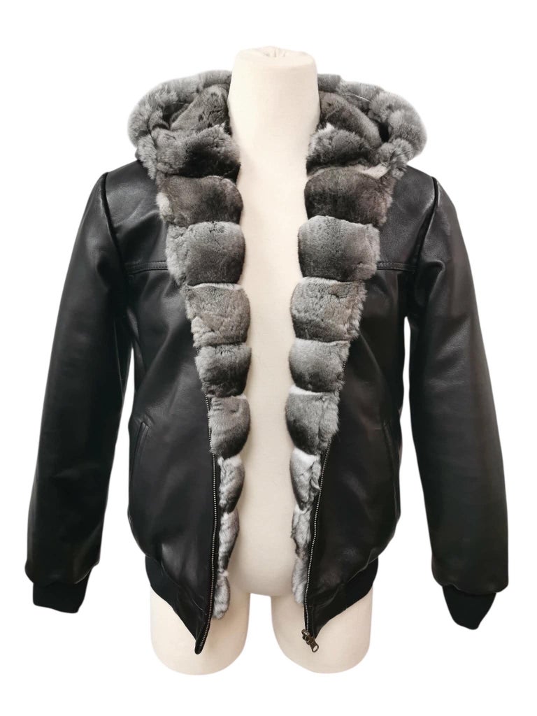 Brand new reversible leather chinchilla fur coat jacket men’s 44 ~no duties