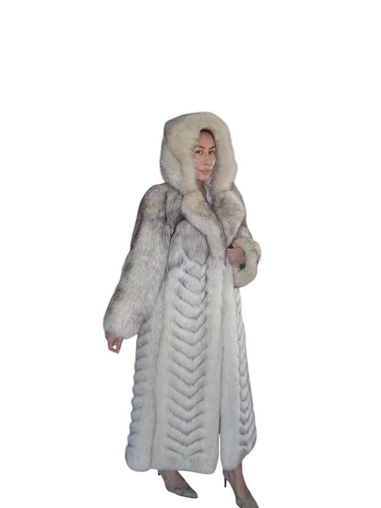 Vintage chevron Norwegian fox fur coat 4-6 ~no duties