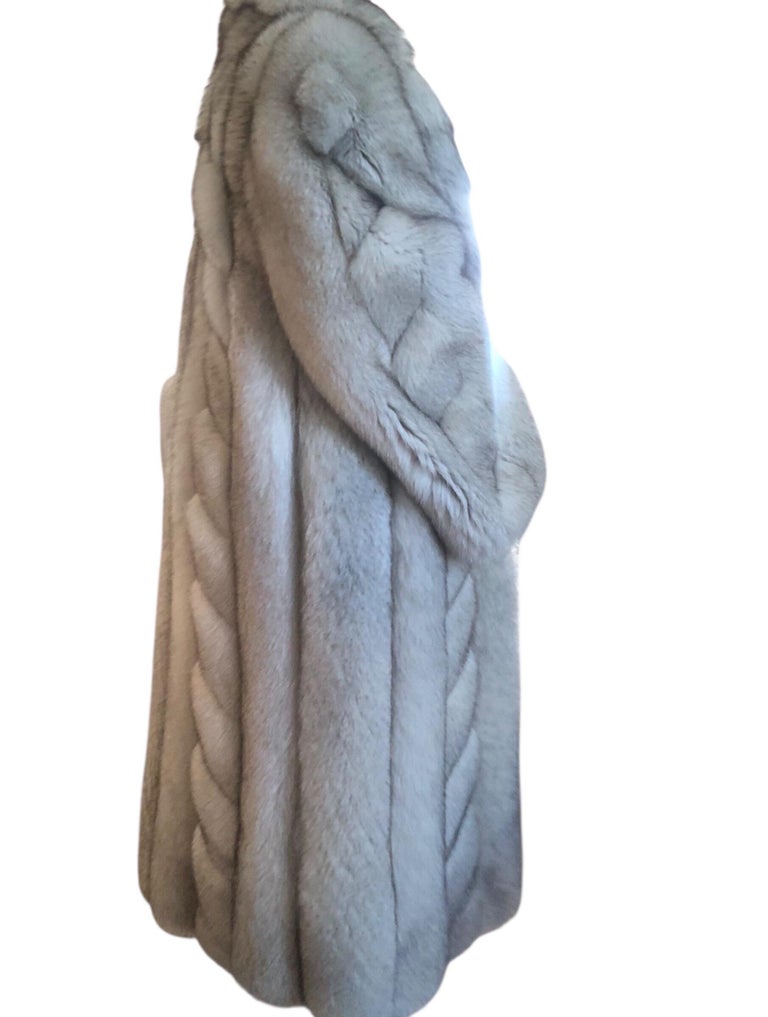 Mint chevron Norwegian fox fur coat 12/M