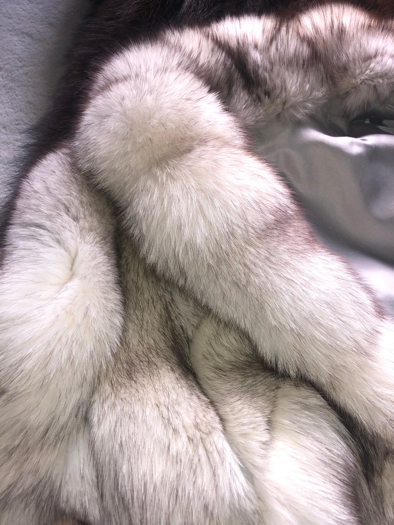 Mint chevron Norwegian fox fur coat 12/M