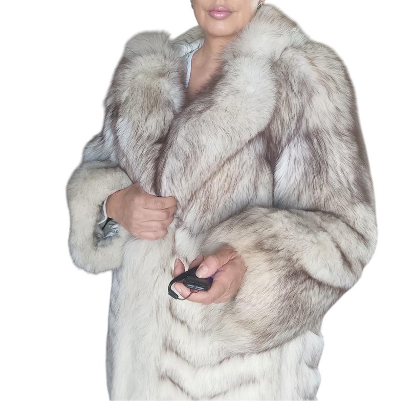 Vintage chevron Norwegian fox fur coat 4-6 ~no duties