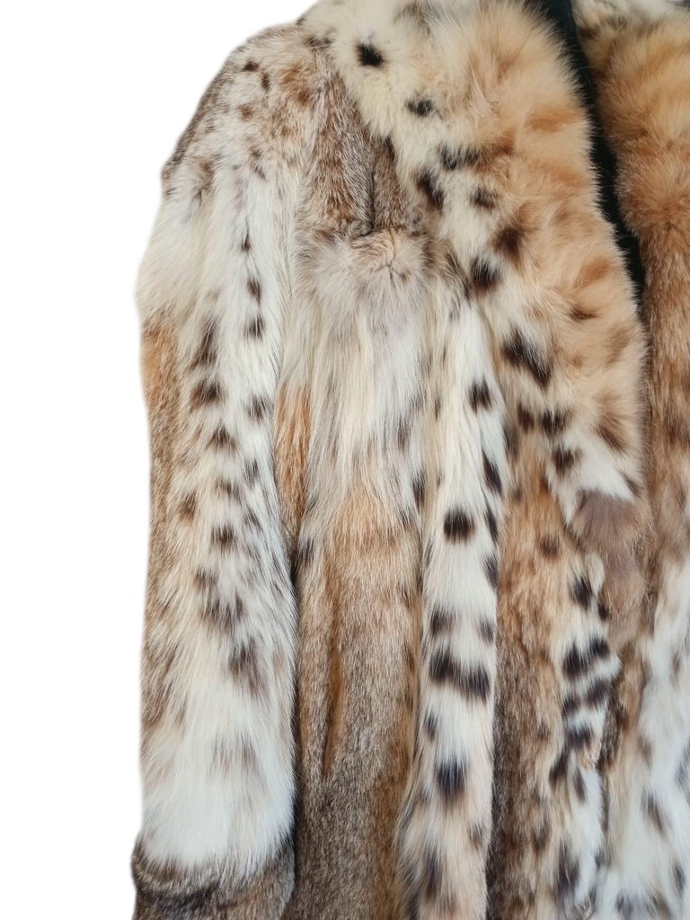 Mint white belly bobcat lynx fur coat 12- 18/XL ~no duties