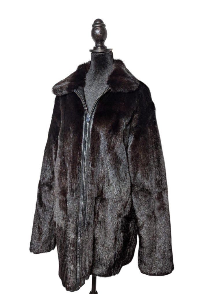 brand reversible black mink fur kid leather bomber jacket #827 tags 3999$ M 44