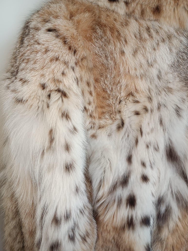 Mint white belly bobcat lynx fur coat 12- 18/XL ~no duties