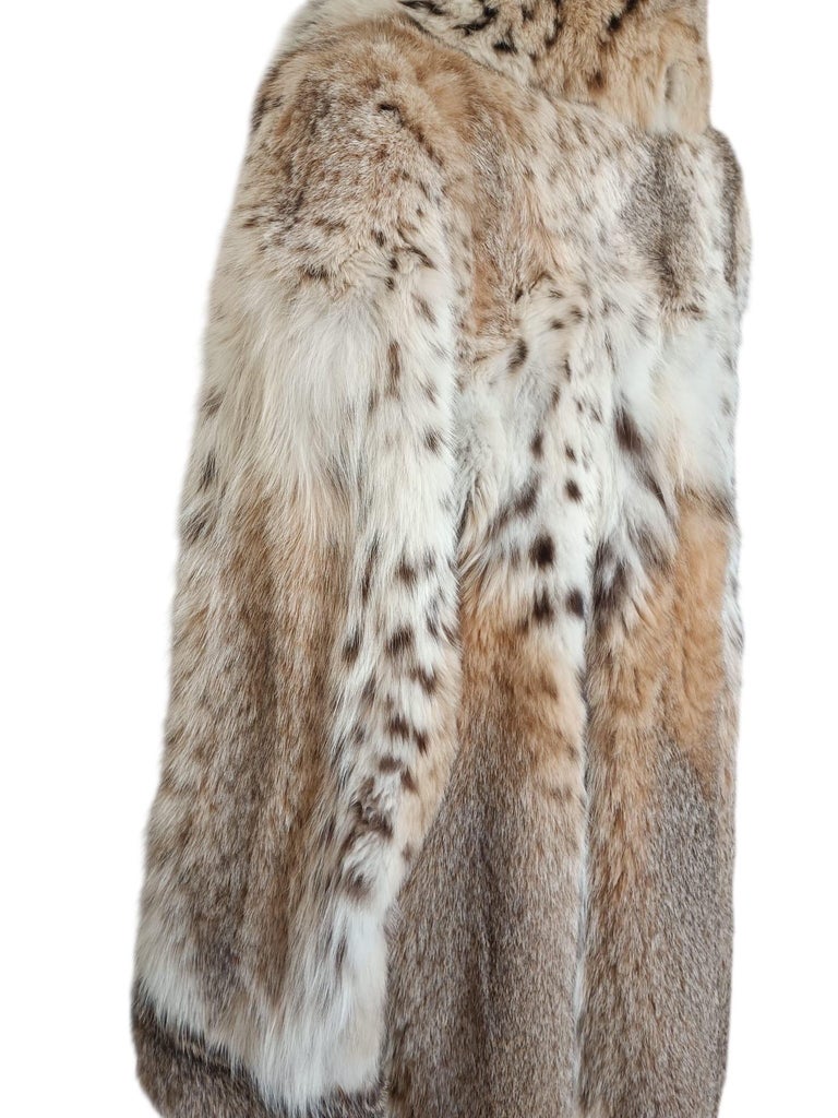 Mint white belly bobcat lynx fur coat 12- 18/XL ~no duties
