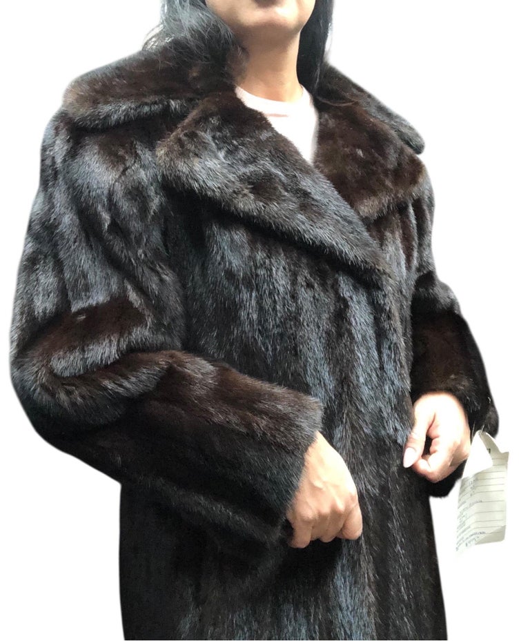 Vintage ranch notch collar mink fur coat 10/M ~no duties