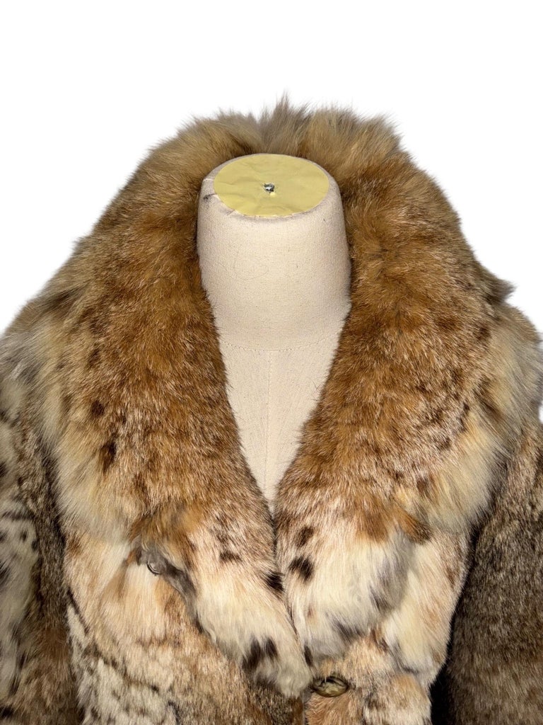 Mint bobcat lynx fur coat size 4-6 ~no duties