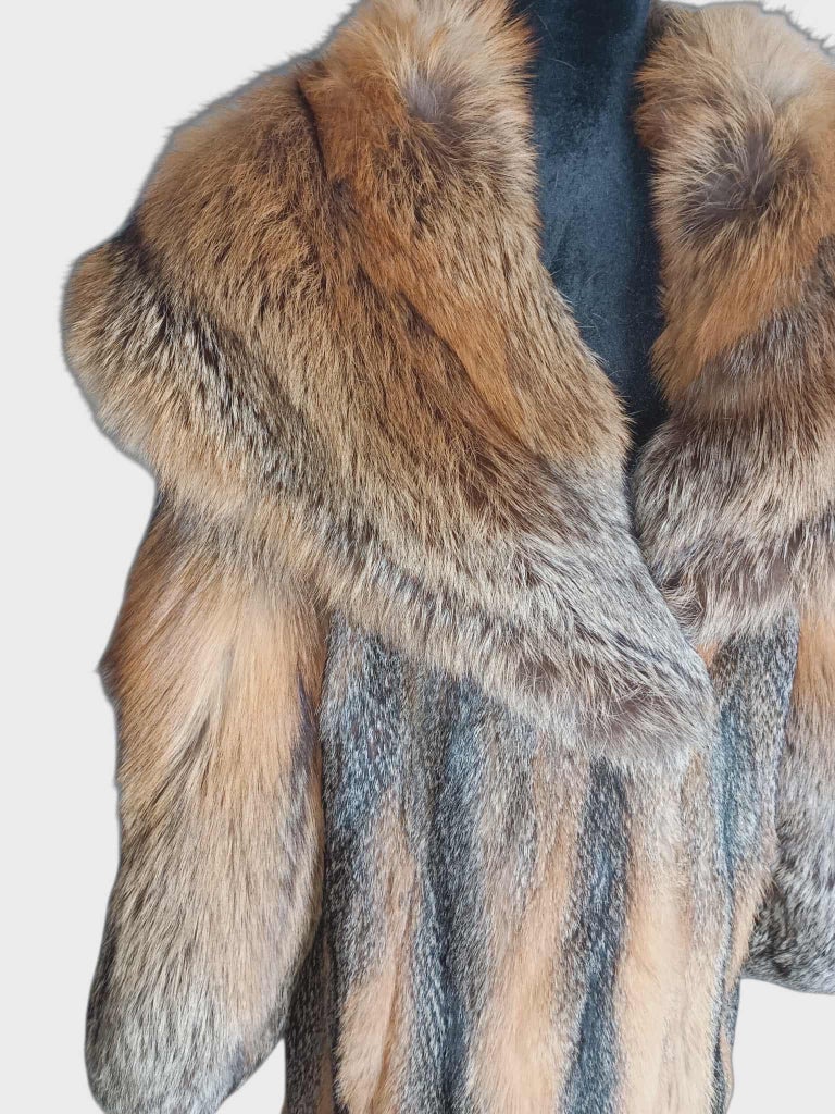 Brand new American gray fox fur coat size 14-18 L ~not duties