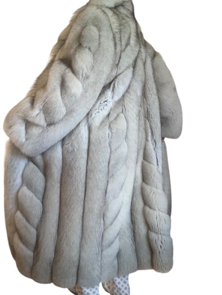 Mint chevron Norwegian fox fur coat 12/M