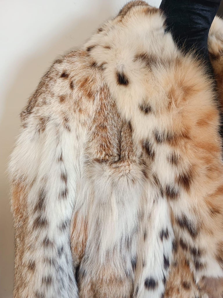 Mint white belly bobcat lynx fur coat 12- 18/XL ~no duties