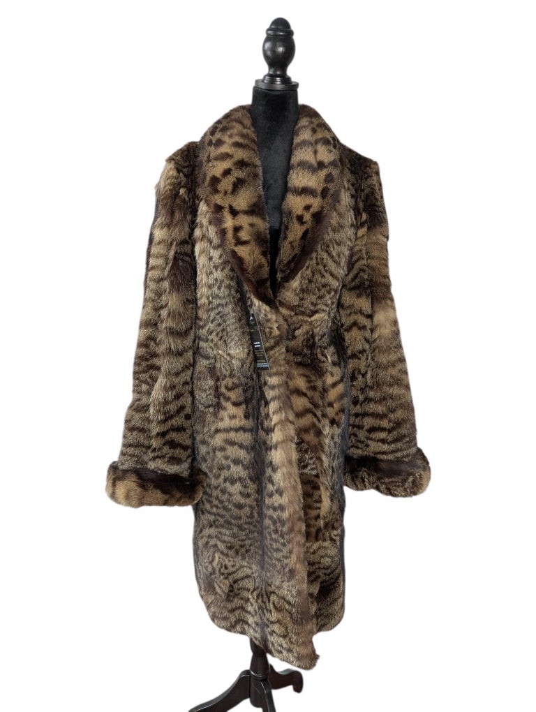 European wild cat fur coat size 18 ~no duties