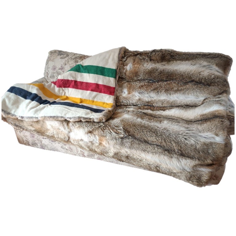 Hudson Bay coyote Fur Blanket (huge throw 90"x60") ~no duties