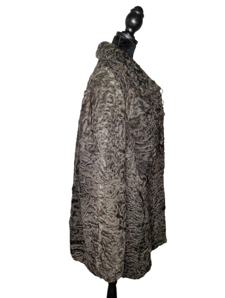 Birger Christensen silver Persian lamb fur coat size 12/M ~no duties