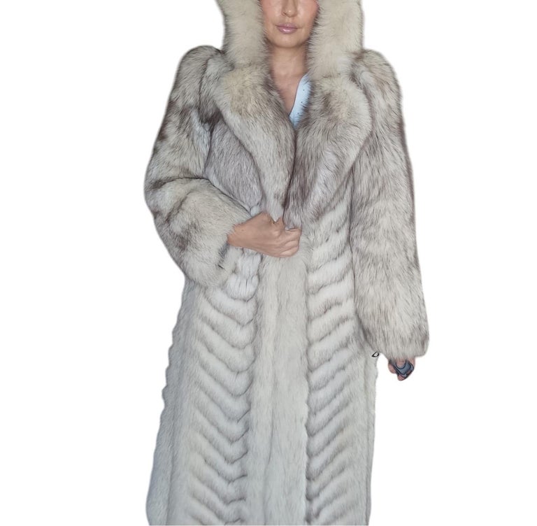 Vintage chevron Norwegian fox fur coat 4-6 ~no duties