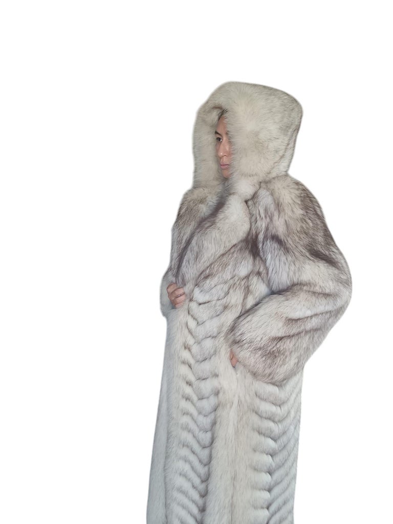 Vintage chevron Norwegian fox fur coat 4-6 ~no duties