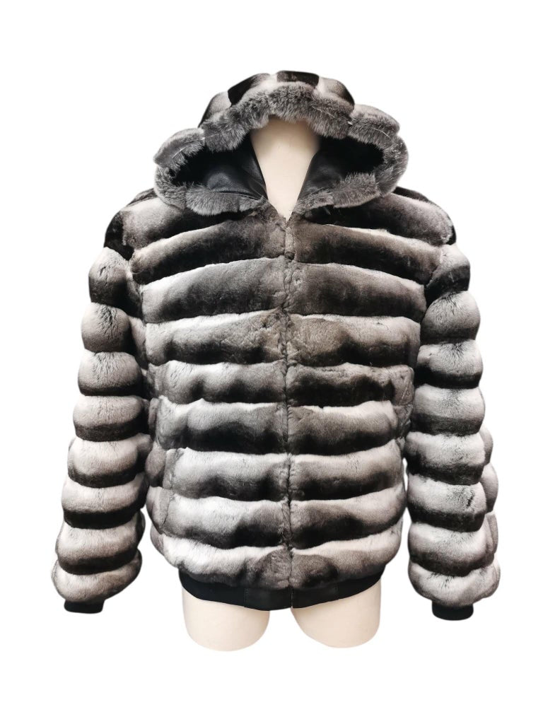 Brand new reversible leather chinchilla fur coat jacket men’s 44 ~no duties