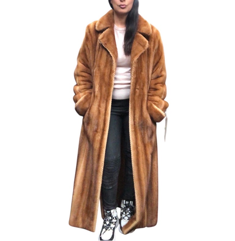 Brand new Jean Crissan whiskey female mink fur coat 8-10/M ~no duties