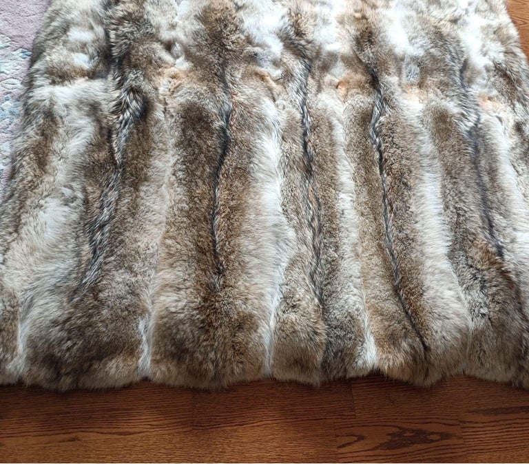 Hudson Bay coyote Fur Blanket (huge throw 90"x60") ~no duties