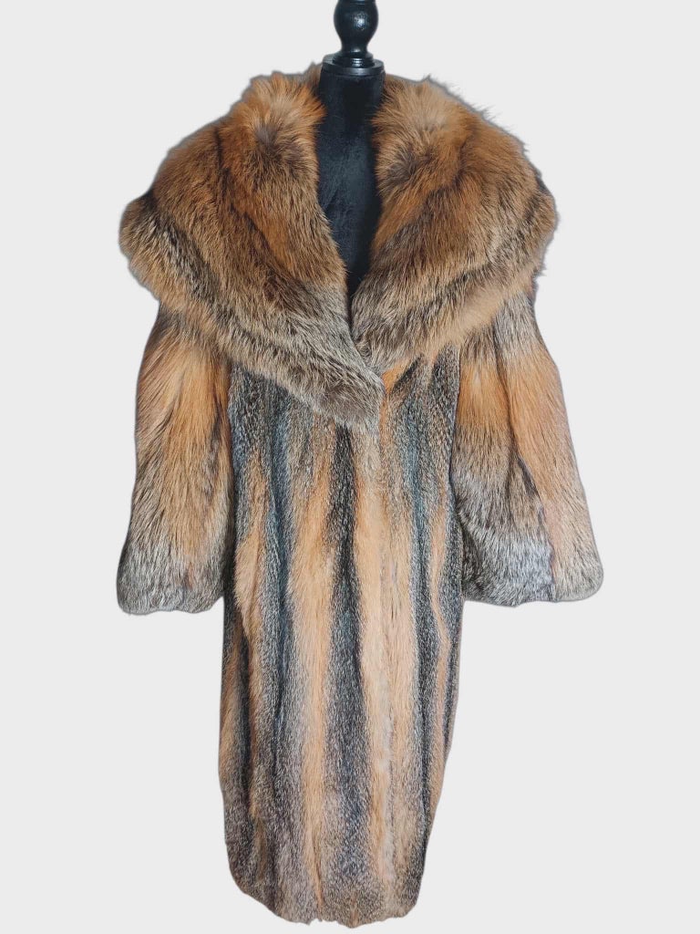 Brand new American gray fox fur coat size 14-18 L ~not duties
