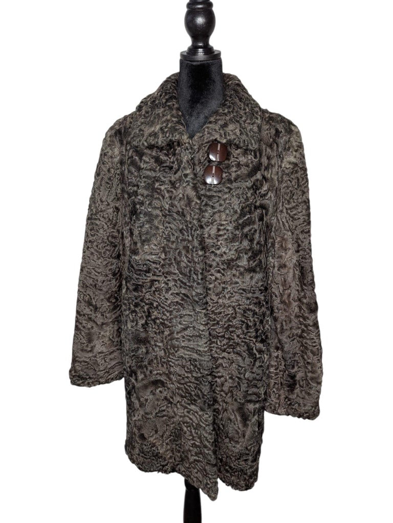 Birger Christensen silver Persian lamb fur coat size 12/M ~no duties