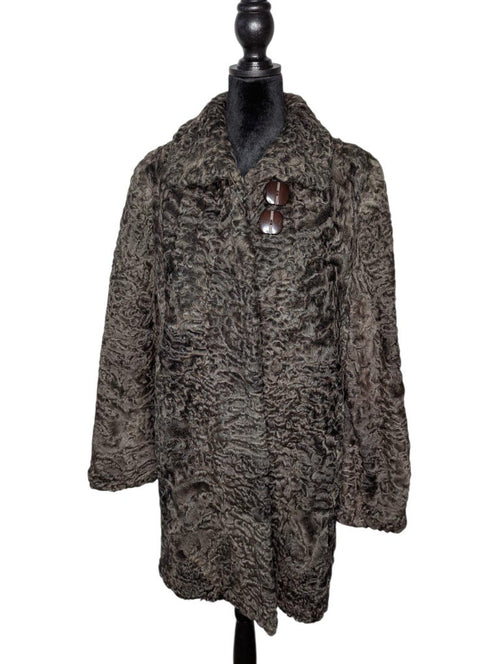 Birger Christensen silver Persian lamb fur coat size 12/M ~no duties