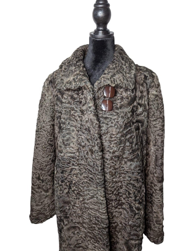Birger Christensen silver Persian lamb fur coat size 12/M ~no duties