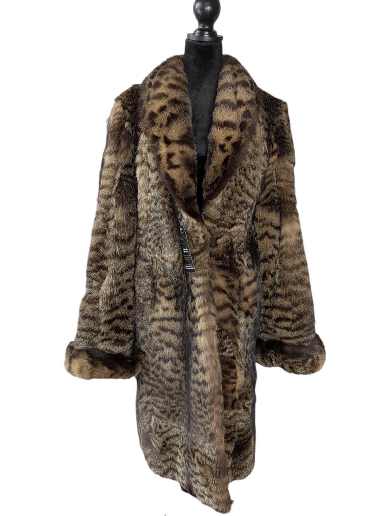 European wild cat fur coat size 18 ~no duties