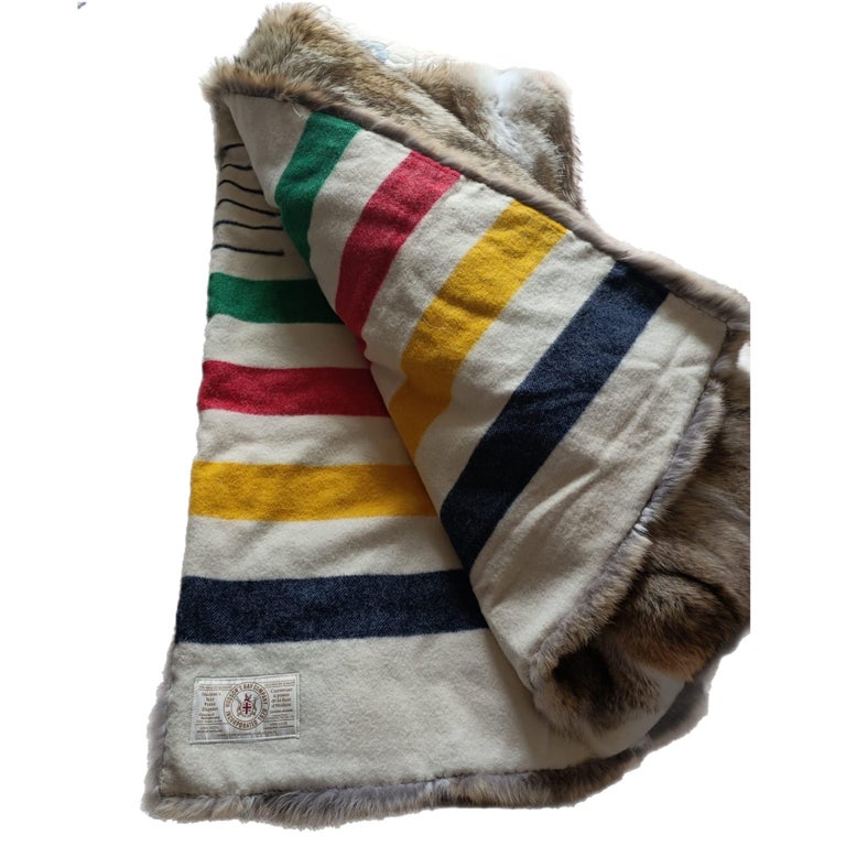 Hudson Bay coyote Fur Blanket (huge throw 90"x60") ~no duties