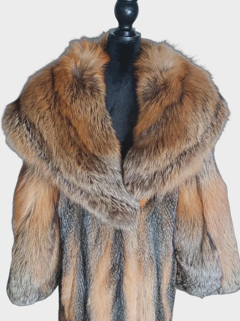Brand new American gray fox fur coat size 14-18 L ~not duties