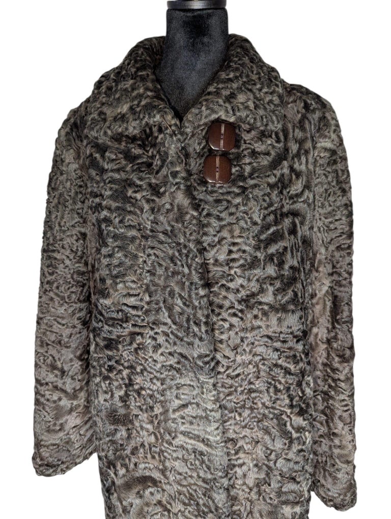 Birger Christensen silver Persian lamb fur coat size 12/M ~no duties