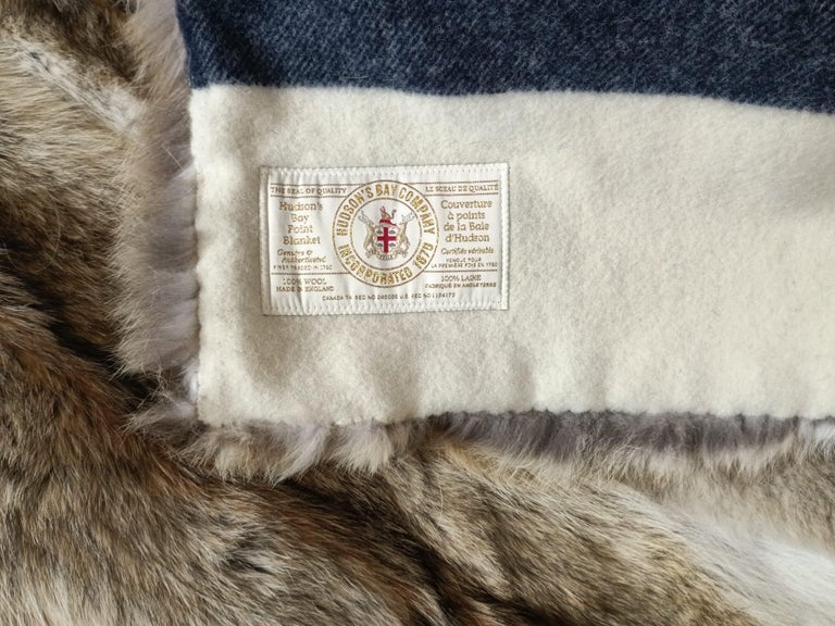 Hudson Bay coyote Fur Blanket (huge throw 90"x60") ~no duties