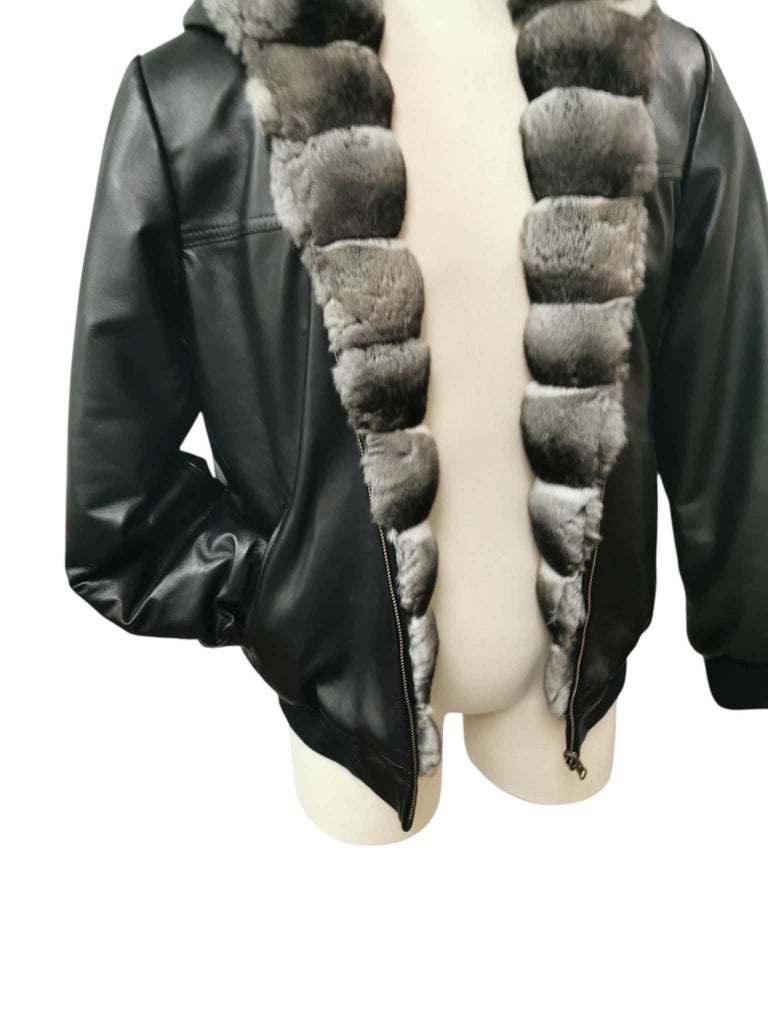 Brand new reversible leather chinchilla fur coat jacket men’s 44 ~no duties