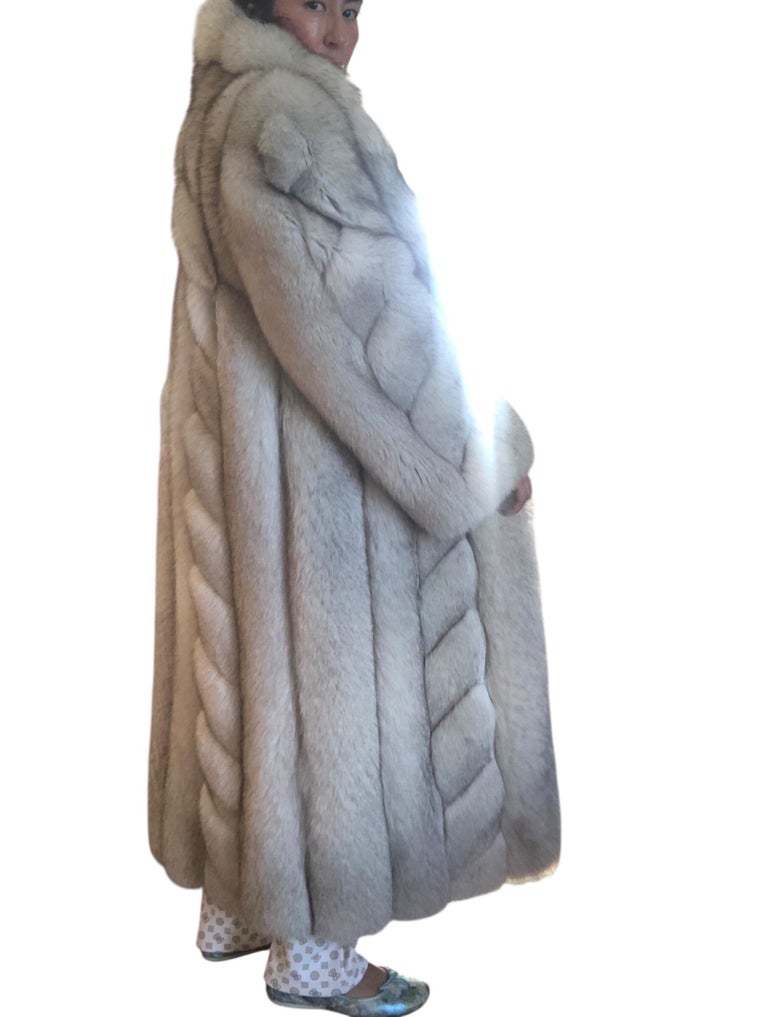 Mint chevron Norwegian fox fur coat 12/M