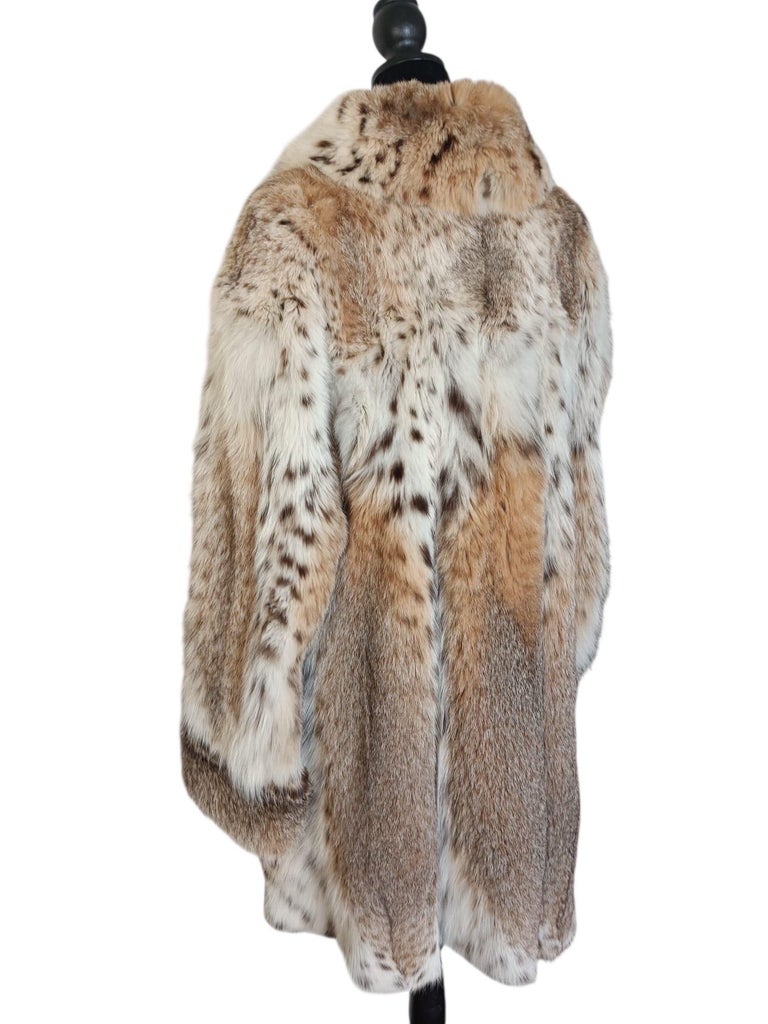 Mint white belly bobcat lynx fur coat 12- 18/XL ~no duties