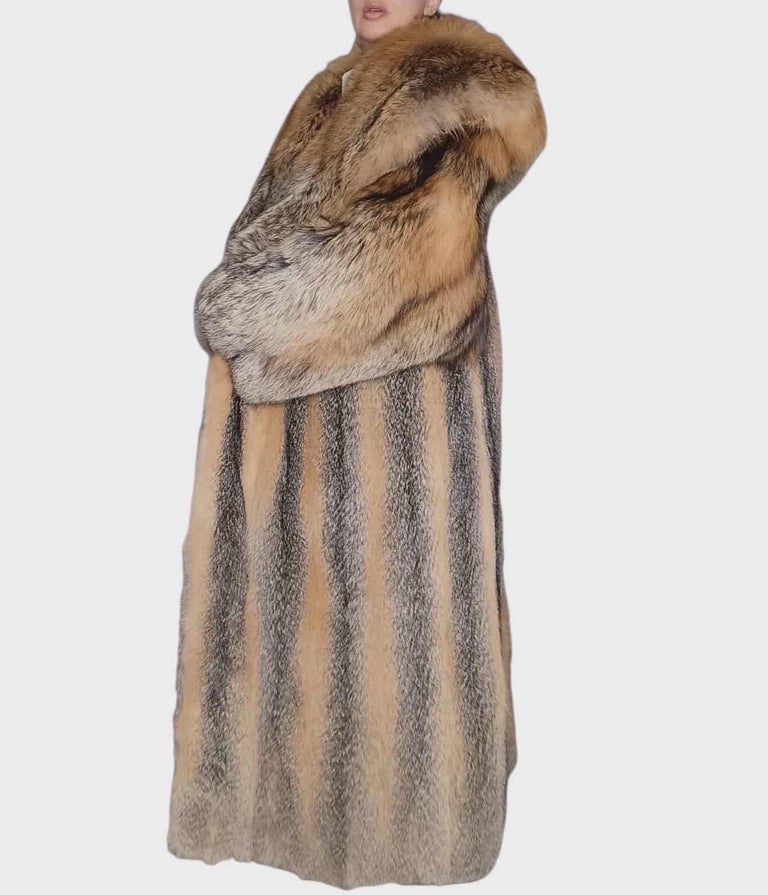 Brand new American gray fox fur coat size 14-18 L ~not duties