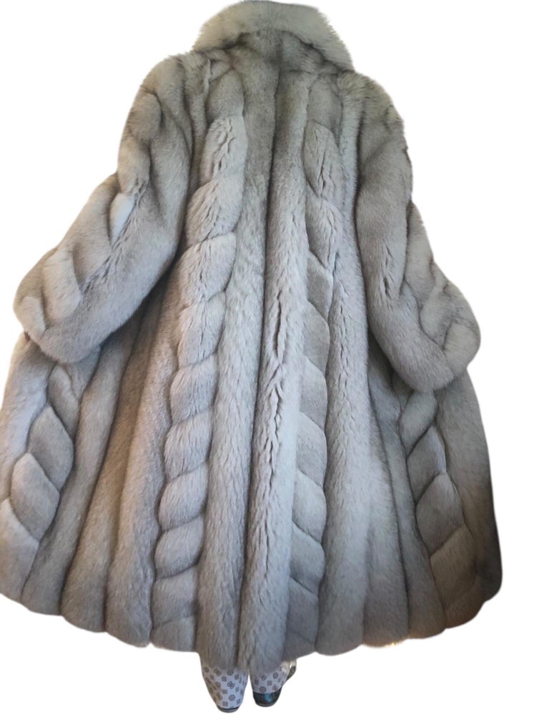 Mint chevron Norwegian fox fur coat 12/M