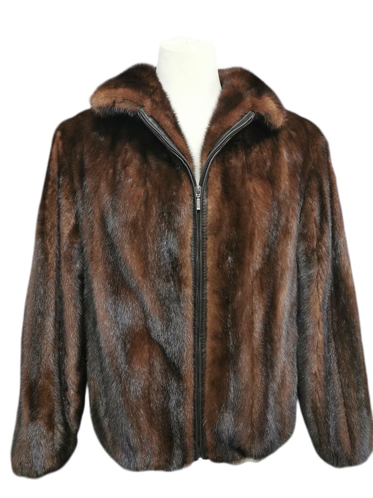 Men’s bomber jacket mink fur coat mohogany 44 ~no duties