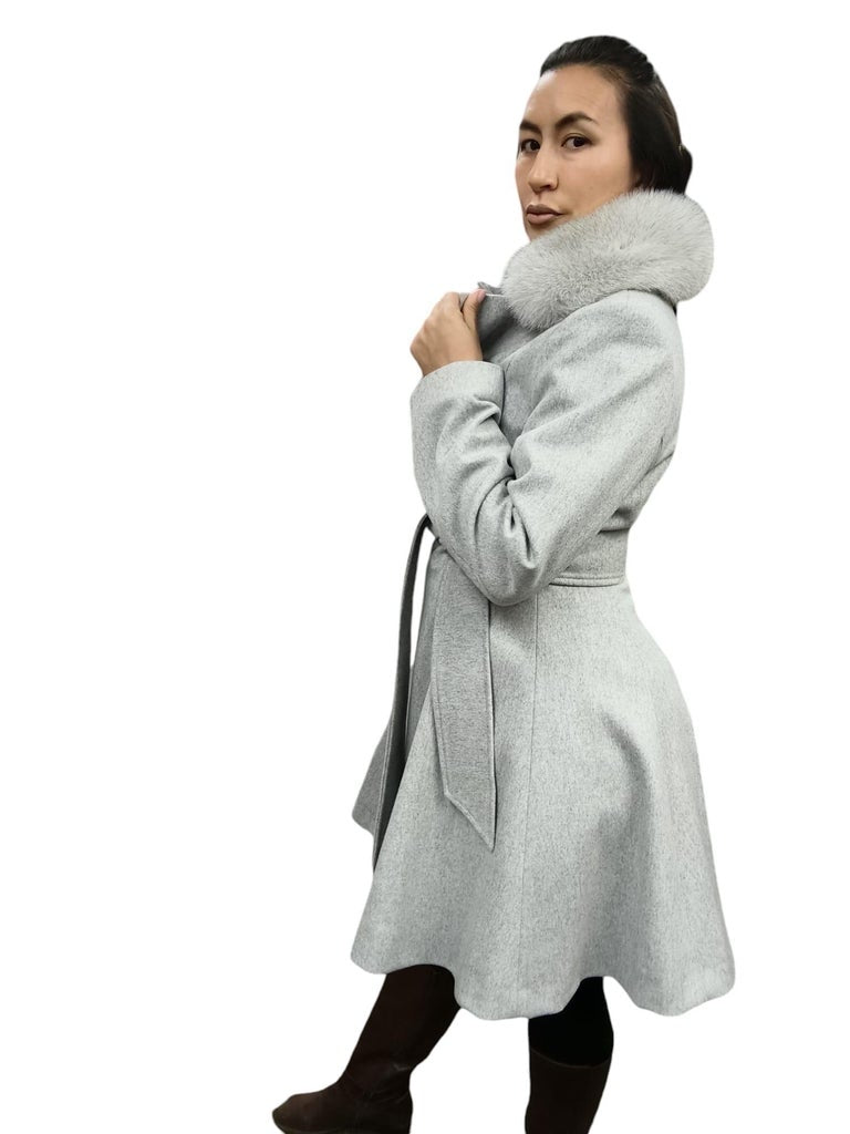 Brand new Loro Piana Gray coat fox fur collar ~no duties