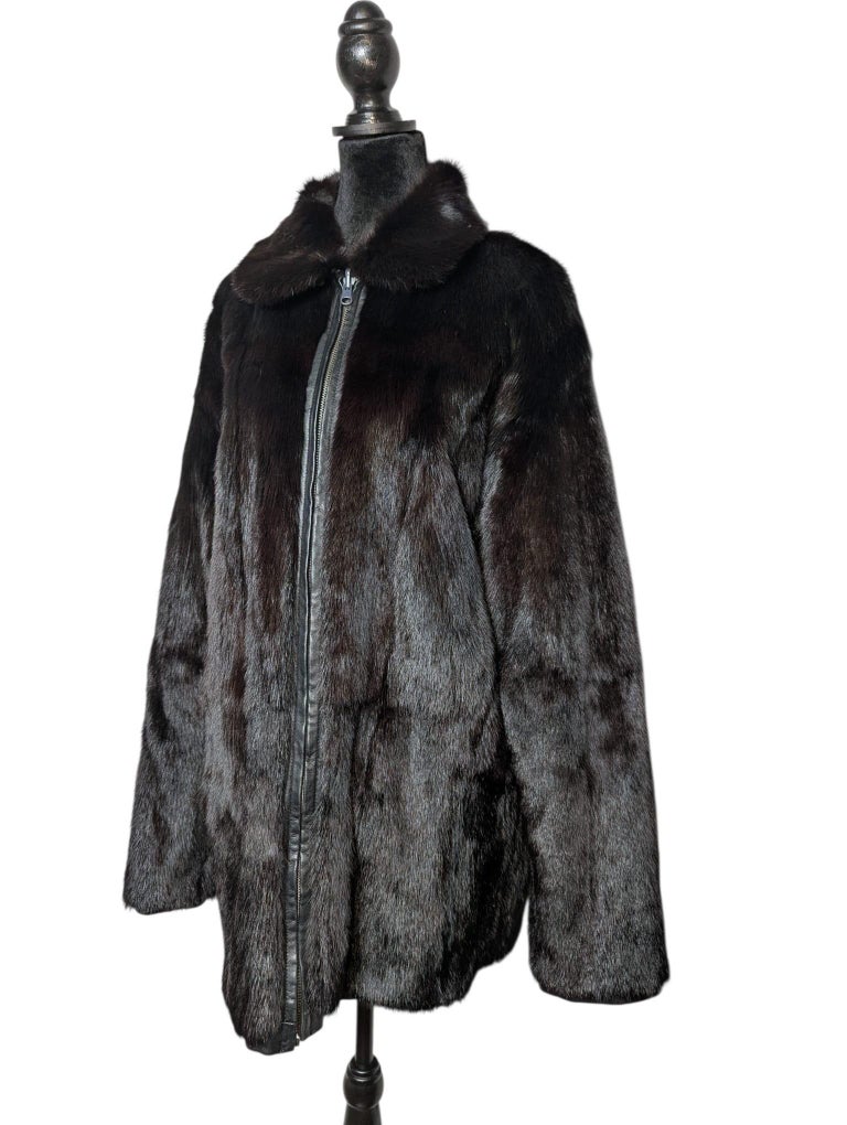 brand reversible black mink fur kid leather bomber jacket #827 tags 3999$ M 44