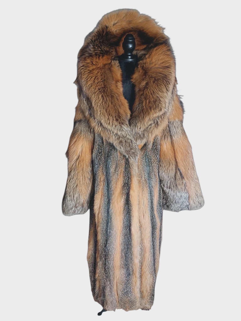 Brand new American gray fox fur coat size 14-18 L ~not duties