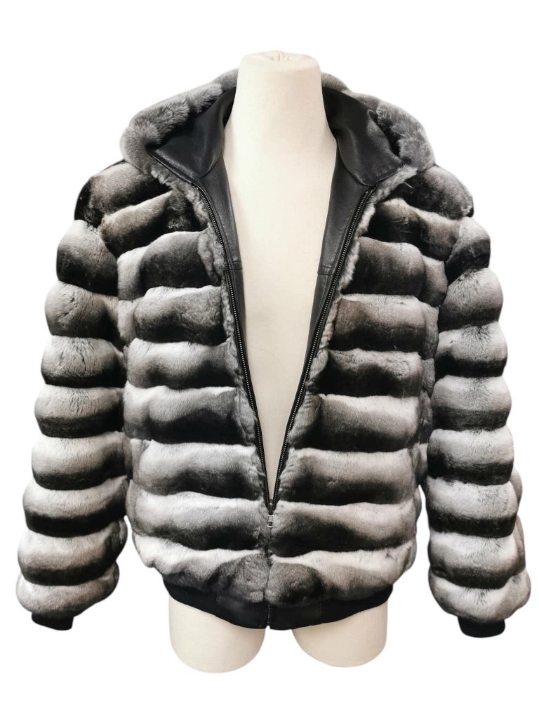 Brand new reversible leather chinchilla fur coat jacket men’s 44 ~no duties