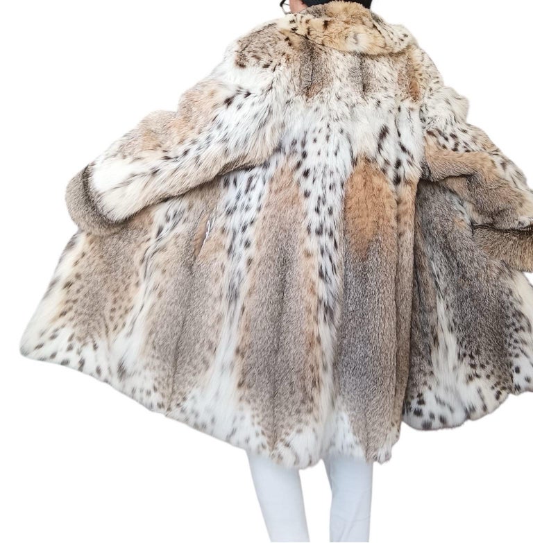 Mint white belly bobcat lynx fur coat 12- 18/XL ~no duties